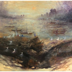 A. Q. Arif, 24 x 24 Inch, Oil on Canvas, Cityscape Painting, AC-AQ-206